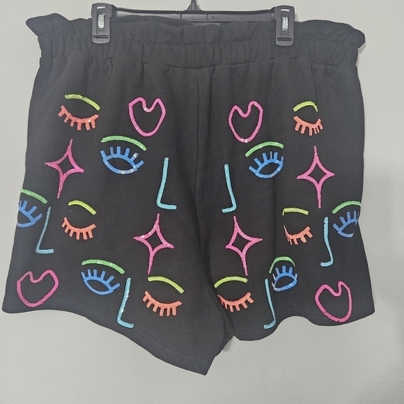 Queen of Sparkles Sequin Rainbow Faces Shorts - Picture 7 of 8